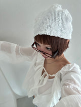 Flower Punching Shirring Beanie