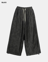 ナチュラルピンタックバルーンストリングデニムパンツ