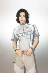 カラーブロックサイクリングクイックドライTシャツ