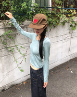 Muleu Flower Pattern Round Neck Long-Sleeved T-Shirt
