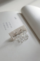 Pebble White Crystal Silver 925 Pierce handmade