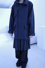 Wool balmacaan half coat