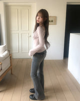シーズ バックポケット スリムブーツカット デニムパンツ