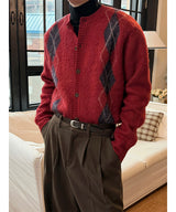 [Unisex] Mohair argyle cardigan(4color)