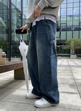 ニーチーズ002カーペンターウォッシングワイドデニムパンツ