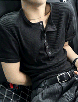 lecter button henly-neck short sleeved T-shirt