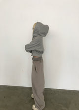 [FLEECE]クリスタルドットクロップドフードジップアップ