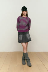 CHERRY STRIPE CARDIGAN [PURPLE]
