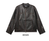 Bleed Washing Leather Biker Jacket