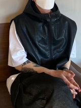 Make Cropped Hooded Leather Vest 2C
