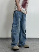 String Wide Cargo Denim PT