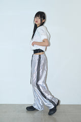 Bright glossy track pants