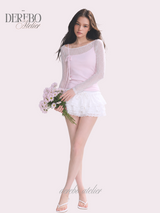 Baby Pink Floral Layered Long Sleeve T-Shirt