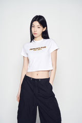 25SS フレームロゴショートクロップスリーブTシャツ ホワイト