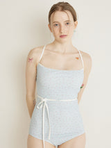 FLOWER STRING RIBBON MONOKINI - SKY BLUE