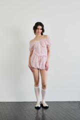 MINI HEART BALLOON SKIRT PANTS / WHITE
