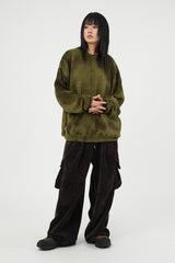 Soft corduroy wide cargo banding pants