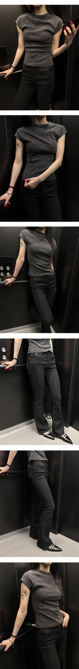 Stripe boots cut pants