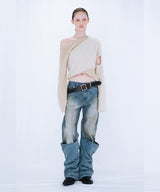 OVERLAP TUCK DENIM PANTS