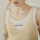 リブジャージーレタリングノースリーブTシャツ