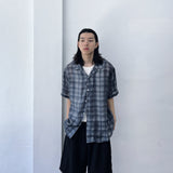 Mist Plaid Open-Collar Shirt