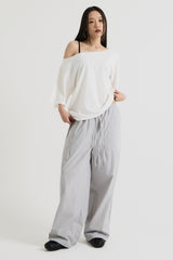 ワンショルダーTシャツ, White
