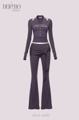 ドット ホルター カーディガン フレア トレーニング セットアップ (PANTS)