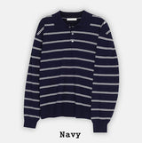 Kesio Multi-Stripe Henley Neck Knit