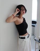 Rose Cosage 3ps Detachable Unbalanced Shoulder Sleeveless