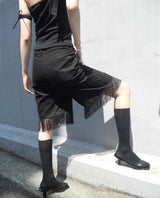 STUD TASSEL HALF PANTS (BLACK)