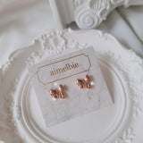 プチデイリーリボンピアス - Rosegold Color