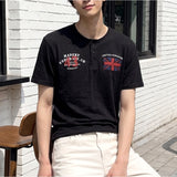 Slub Henley-Neck Cropped T-Shirt Union Jack Black