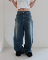 Abel dark blue long wide jeans