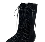 Suede lace-up boxing shoes