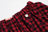 チェックバルーンスカートパンツ - Red