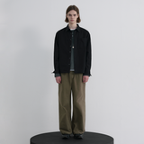 Diagonal Muted Garment-Washed Shirt - BLACK