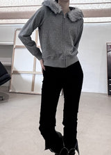Cross Studded Hood Zip-Up