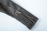  BIKER WASHING LEATHER JAKET L1 (GREY)