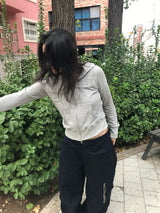 ネガティブスモールフィットフードジップアップ