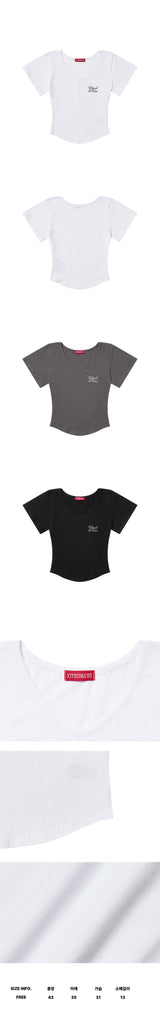 スクリプトロゴクロップⅤネックTシャツ (SCVKNK-104)