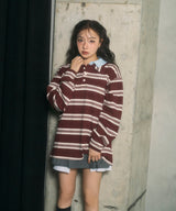 UNISEX ボーダーポロロンT