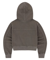 PIGMENT WASHED BIKER CROP ZIP-UP HOODIE