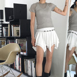 Quadi see-through wool tencel layered short sleeve t-shirt