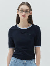 KIRSH プレーンスリムフィットリンガーTシャツ【ダークネイビー】