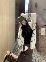 Bow Wide Hooded Knitwear Zip-Up Cardigan