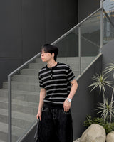 Diron Striped Henley Knit