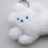 [Doll keychain resembling a fluffy cloud] ホワイトドッグブルーペールブルーココア