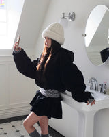 [BELLIDE MADE] Boa fleece + corduroy reversible zip-up hoodie