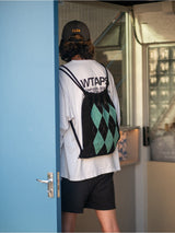 YMW argyle gym sack -  vintage blue