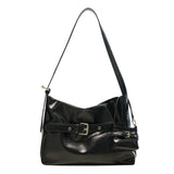 [SET] Medium Buckle Hobo Shoulder Cross Bag _ Black